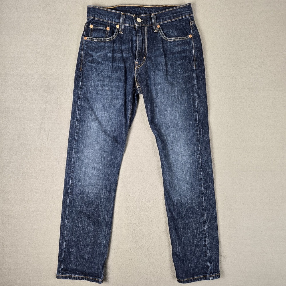 Levis 502 Jeans Mens 29x30 (Fits 29x28) Dark Wash Blue Denim Taper Fit Outdoors